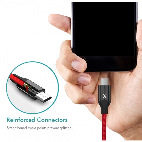 XCENTZ Micro USB arj Kablo (2M)-Red Black