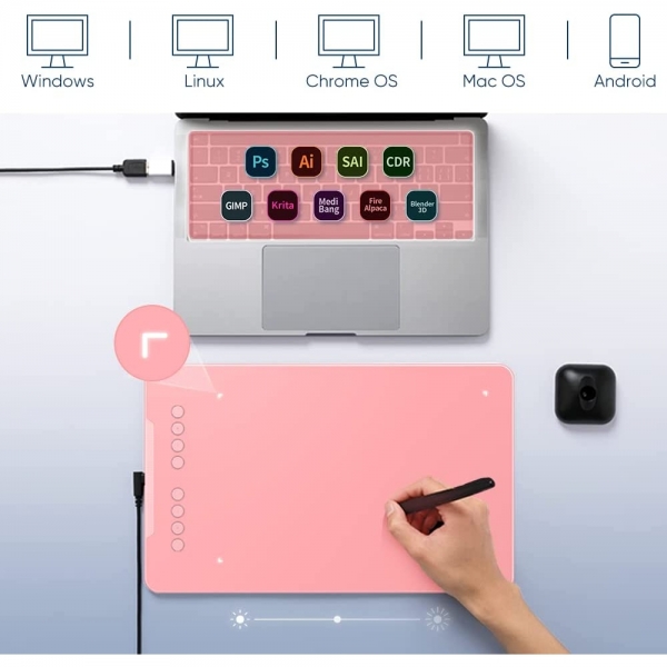 XP-PEN Deco 01 V2 Kablolu Grafik izim Tableti -Pink