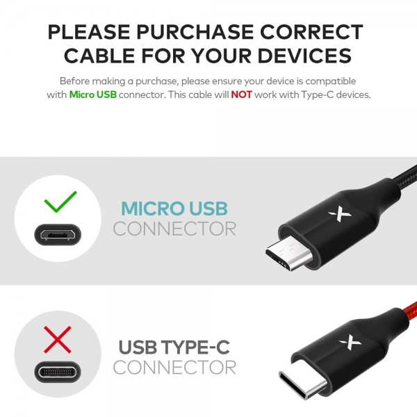 XCENTZ Micro USB arj Kablo (1M)-Black