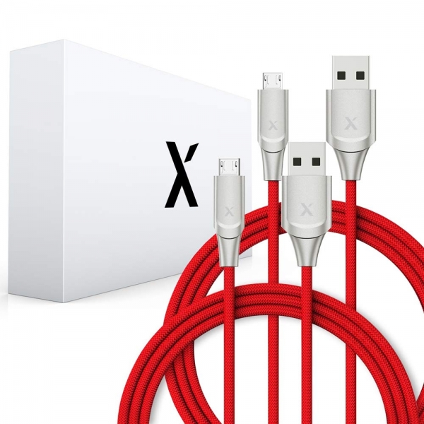 XCENTZ Micro USB arj Kablo (2M) (2 Adet)-Red