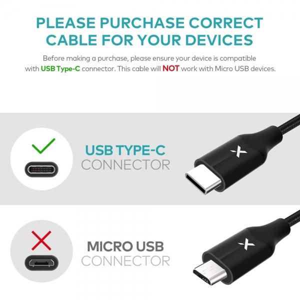 Xcentz USB C Kablo (1M)-Black