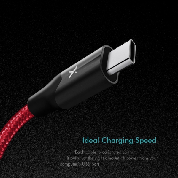 Xcentz USB C Kablo (2M)-Red Black