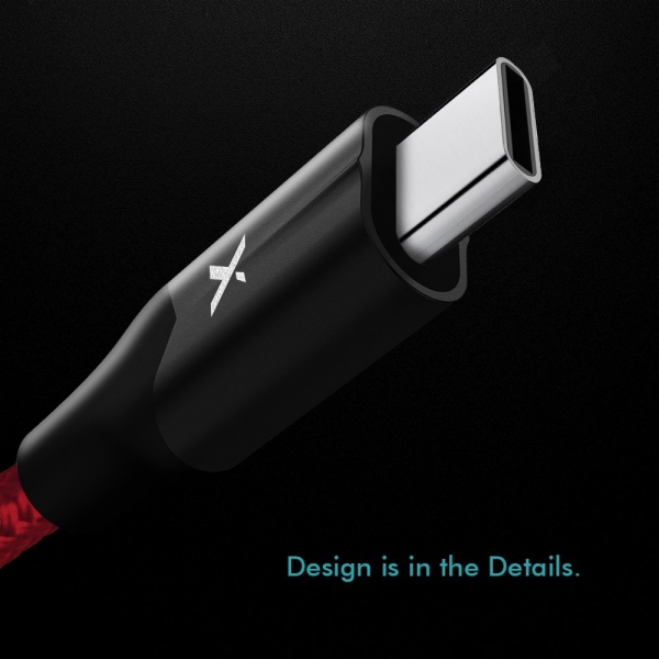 Xcentz USB C Kablo (2M)-Red Black