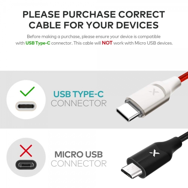 Xcentz USB C Kablo (2M) (2 Adet)-Red