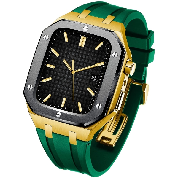 YINGHU Apple Watch Silikon Kay (44mm)-Green Gold Black