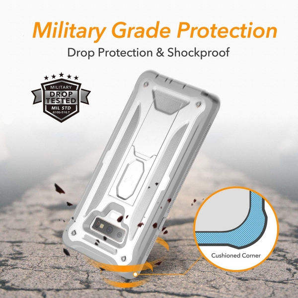 YOUMAKER Galaxy Note 9 Kickstand Klf (MIL-STD-810G)-White