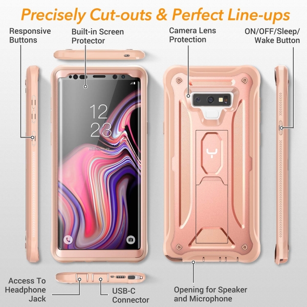 YOUMAKER Galaxy Note 9 Kickstand Klf (MIL-STD-810G)-Rose Gold