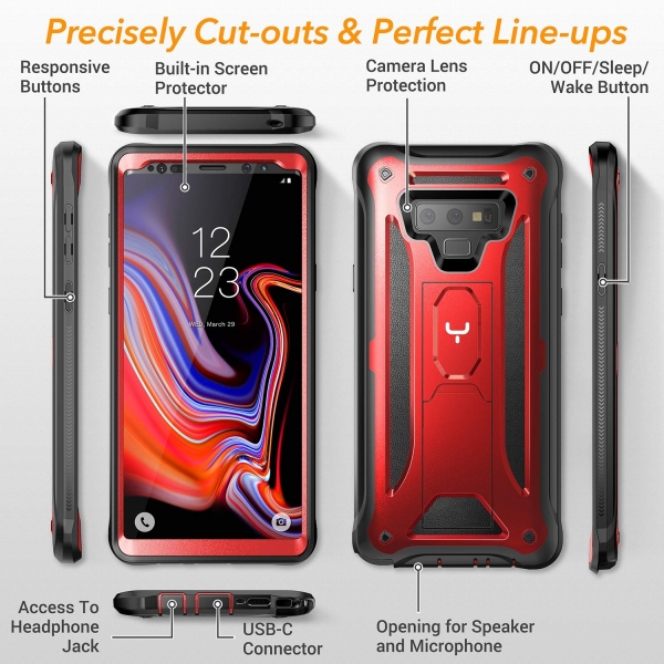 YOUMAKER Galaxy Note 9 Kickstand Klf (MIL-STD-810G)- Red