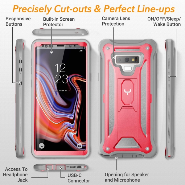 YOUMAKER Galaxy Note 9 Kickstand Klf (MIL-STD-810G)-Pink