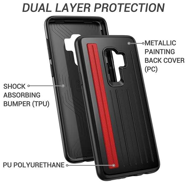 YOUMAKER Galaxy S9 Plus SMASS Klf (MIL-STD-810G)-Black-Red
