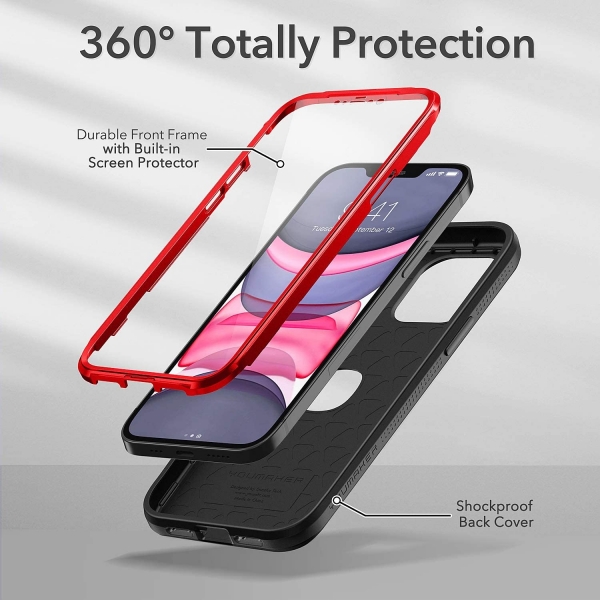 YOUMAKER iPhone 12 Slim Fit Klf (MIL-STD-810G)-Red