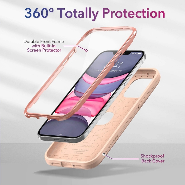 YOUMAKER iPhone 12 Slim Fit Klf (MIL-STD-810G)-Rose