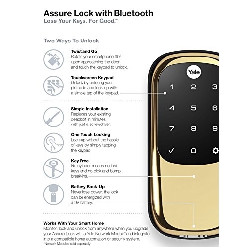 Yale Security Akll Bluetooth Kilit-Polished Brass