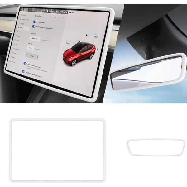 Yeapop Tesla 3/Y Uyumlu Tablet ve Dikiz Ayna Koruyucu-White