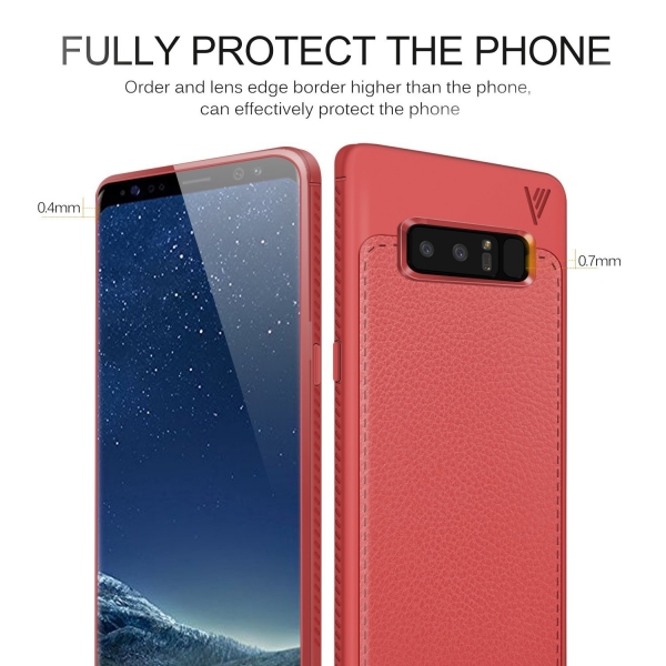 YockTec Samsung Galaxy Note 8 Deri Kapak Klf-Red