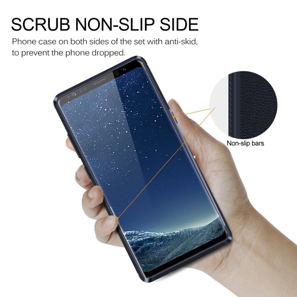 YockTec Samsung Galaxy Note 8 Deri Kapak Klf-Dark Blue  