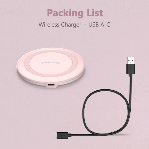 Yootech 10W Kablosuz arj Cihaz-Chalk Pink