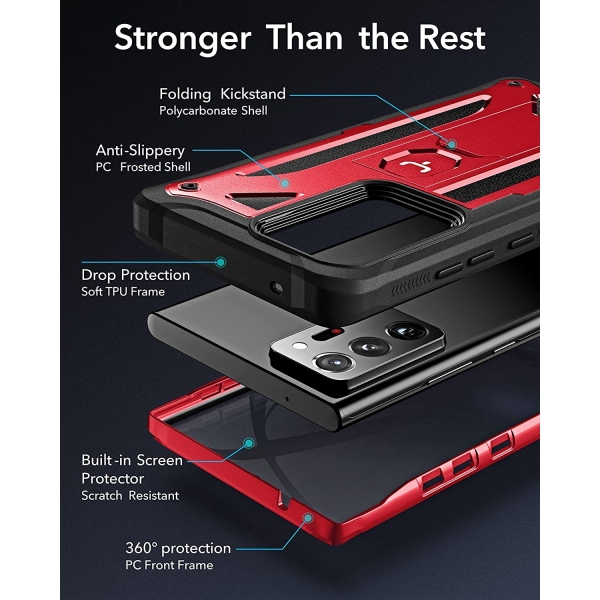 Youmaker Samsung Galaxy Note 20 Ultra Kickstand Klf (MIL-STD-810G)-Red
