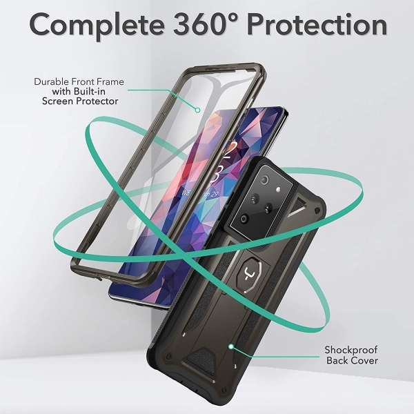 Youmaker Samsung Galaxy S21 Ultra Kickstand Klf (MIL-STD-810G)-Gunmetal