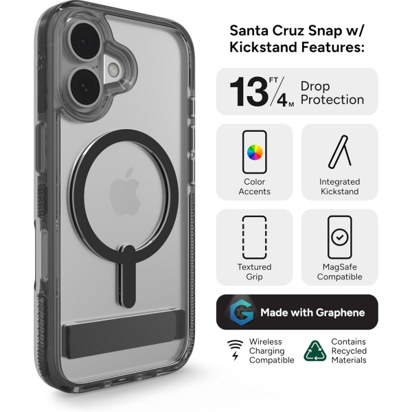 ZAGG Apple iPhone 16 Santa Cruz Snap Klf -Black