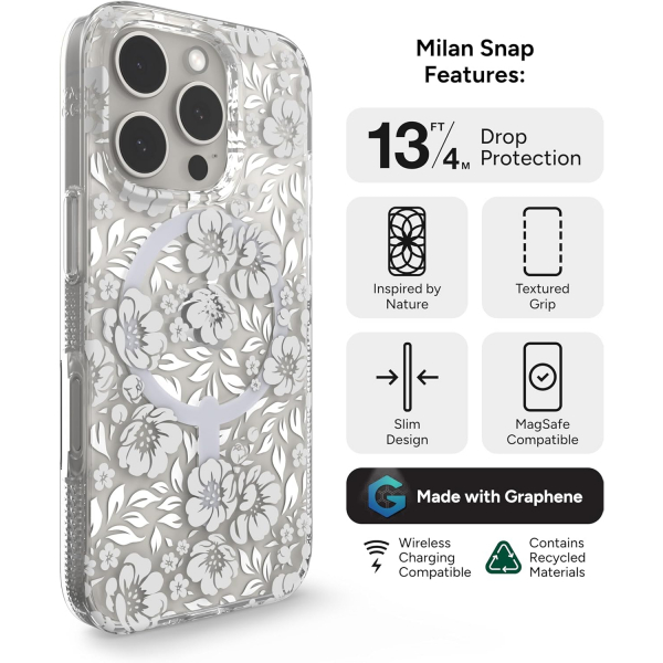ZAGG Apple iPhone 16 Pro Milan Snap Klf -Floral White