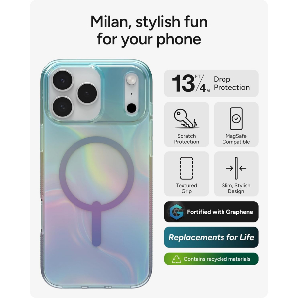 ZAGG Apple iPhone 17 Pro Max Milan Snap K�l�f -Iridescent Bubble