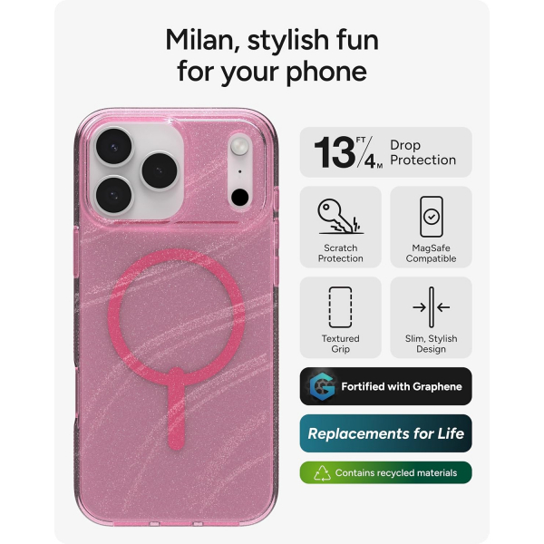 ZAGG Apple iPhone 17 Pro Milan Snap Klf -Pink