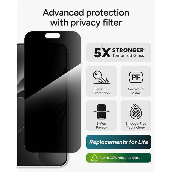 ZAGG Elite iPhone 18 Pro Max Gizlilik Ekran Koruyucu