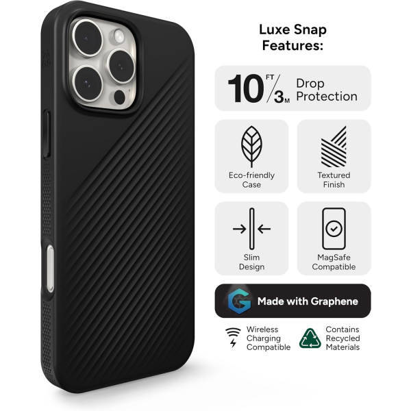 ZAGG Apple iPhone 16 Pro Max Luxe Snap Klf-Black