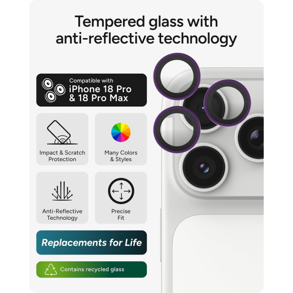 ZAGG iPhone 18 Pro Kamera Lens Koruyucu-Fresh Purple
