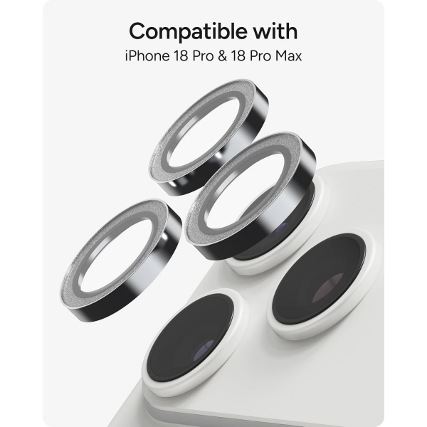 ZAGG iPhone 18 Pro Kamera Lens Koruyucu-Silver Glitter