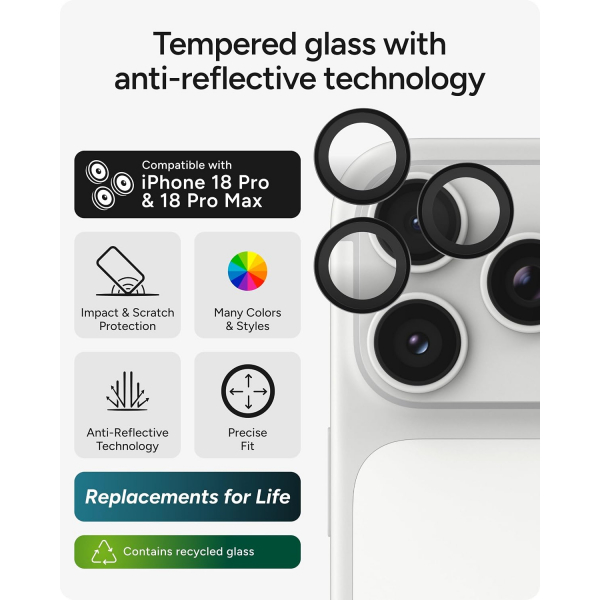 ZAGG iPhone 18 Pro Kamera Lens Koruyucu-Black