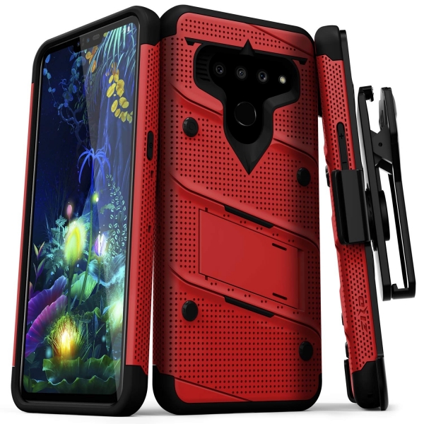 ZIZO LG V50 ThinQ Bolt Serisi Klf (MIL-STD-810G)-Red Black