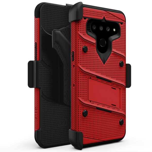 ZIZO LG V50 ThinQ Bolt Serisi Klf (MIL-STD-810G)-Red Black