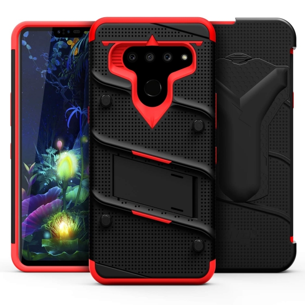 ZIZO LG V50 ThinQ Bolt Serisi Klf (MIL-STD-810G)-Black Red