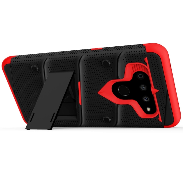 ZIZO LG V50 ThinQ Bolt Serisi Klf (MIL-STD-810G)-Black Red