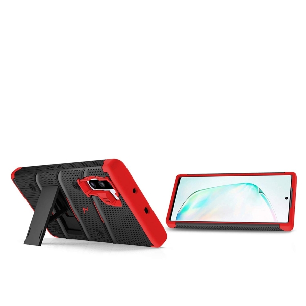 Zizo Samsung Galaxy Note 10 Bolt Serisi Klf (MIL-STD-810G)-Black Red