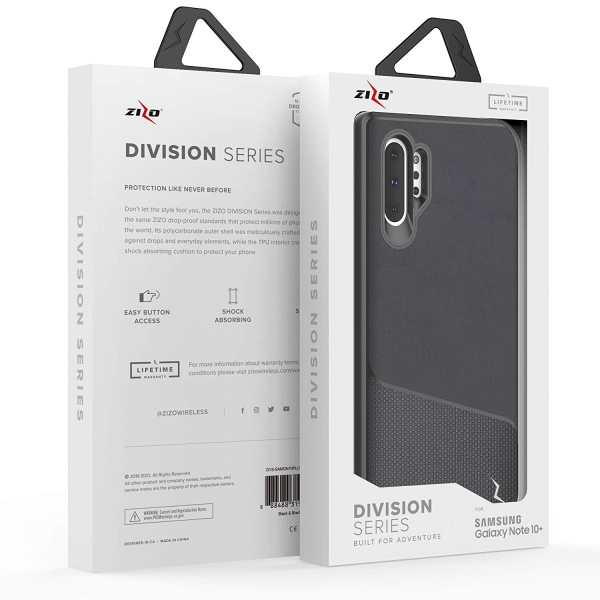 Zizo Samsung Galaxy Note 10 Plus Division Serisi Klf (MIL-STD-810G)-Black Black