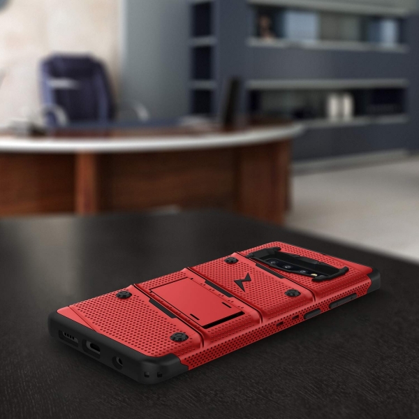 ZIZO Samsung Galaxy S10 Bolt Serisi Klf (MIL-STD-810G)-Red