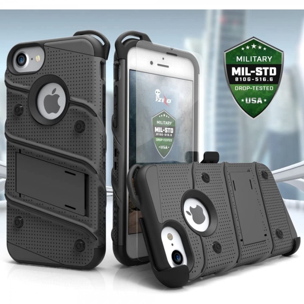 ZIZO iPhone SE Bolt Serisi Klf (MIL-STD-810G) (2. Nesil)-Gun Metal