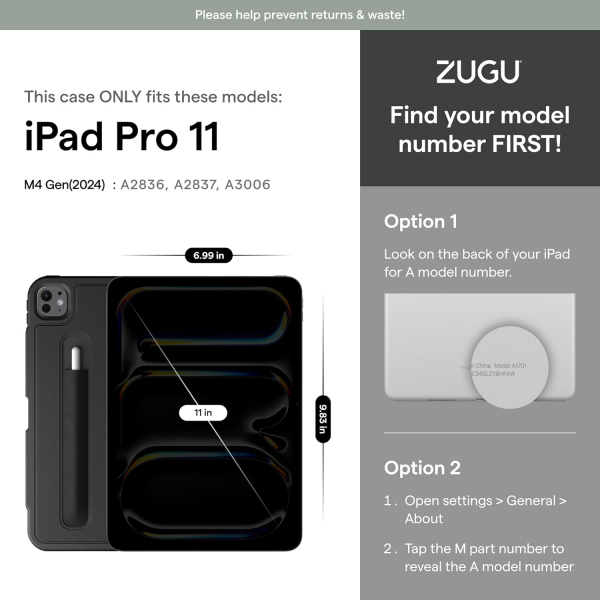 ZUGU CASE The Alpha iPad Pro M4 Klf (11 in)-Black