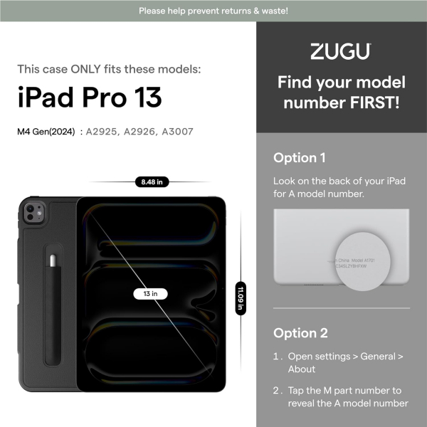 ZUGU CASE The Alpha iPad Pro M4 Klf (13 in)-Black 