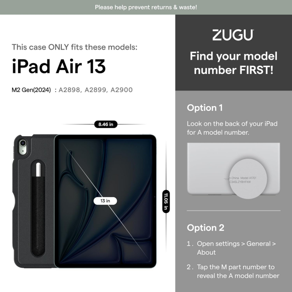 ZUGU CASE The Alpha iPad Air M2 Klf (13 in)-Black