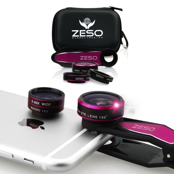 Zeso 3'l Akll Telefon Kamera Lensi-Pink