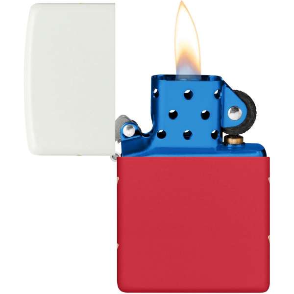 Zippo 250. Y�l �zel Seri Beyaz K�rm�z� Mat �akmak
