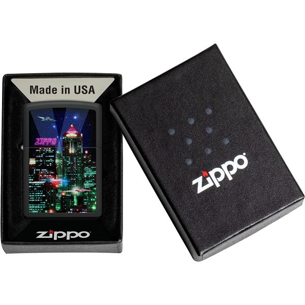 Zippo Cyber City 2 Mat Siyah Tasarm akmak