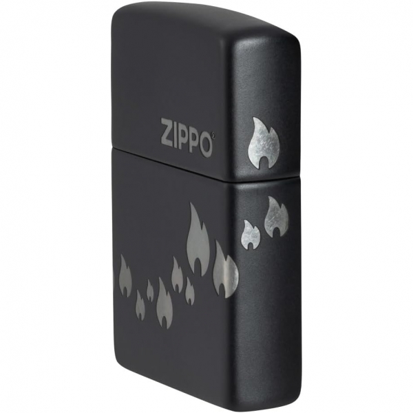 Zippo Mat Siyah Alevler akmak