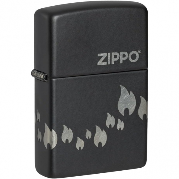 Zippo Mat Siyah Alevler akmak