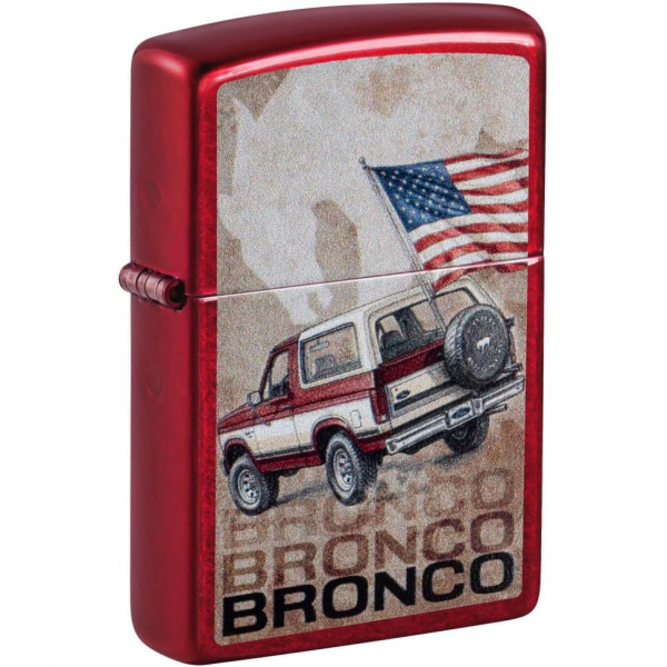 Zippo Ford Bronco Flag Design Candy Apple Red �akmak