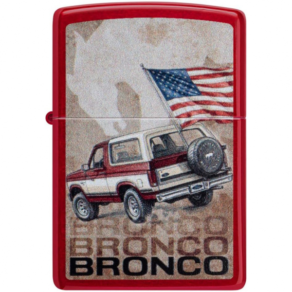 Zippo Ford Bronco Flag Design Candy Apple Red �akmak